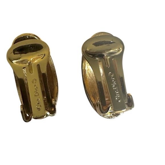 Christian Dior Gold & Black Enamel Rhinestone Clip-On Earrings ✨ - Picture 6 of 9